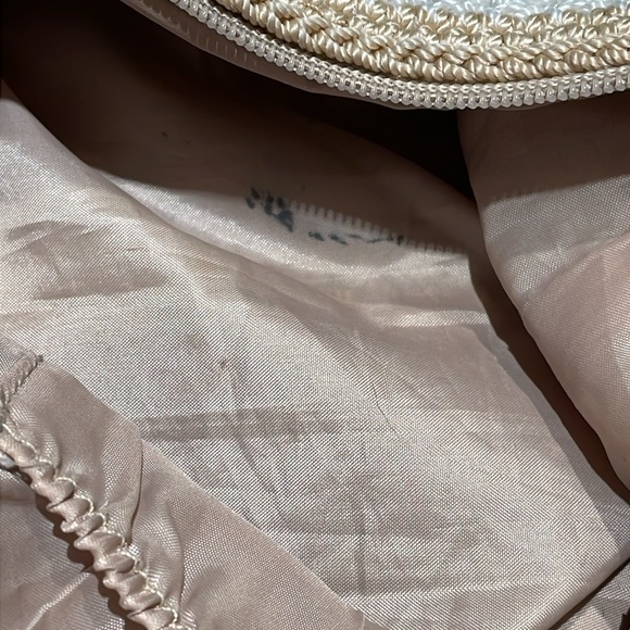 The Sak Crochet earth tone purse zipper closure outside pocket lined inside - Picture 8 of 11